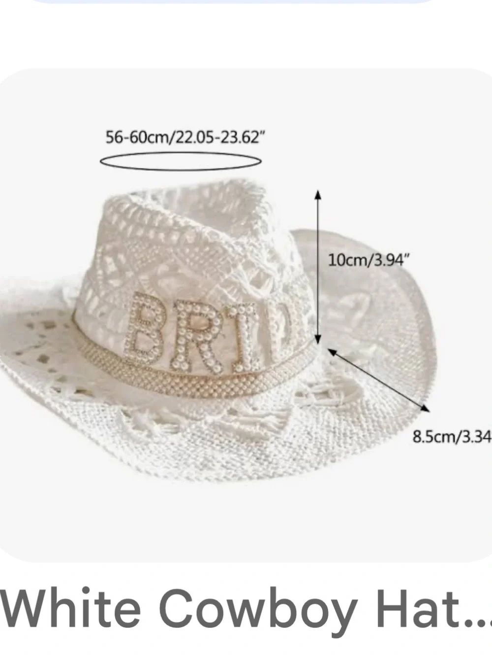 Twig & Arrow - Straw Bride, Cowboy Hat NWT